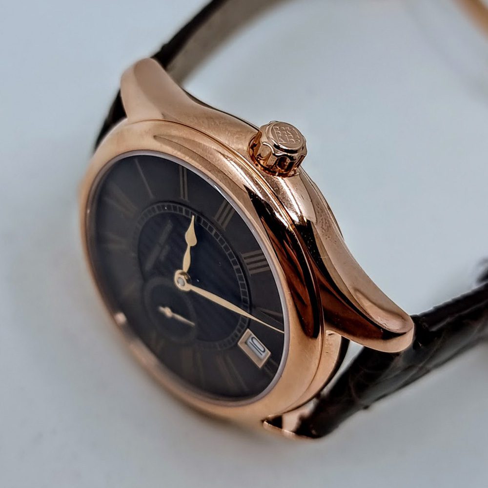 Montre Automatique Frederique Constant Genève - Cadran Nacre, Bracelet Cuir Bleu, étanche 5 Bars